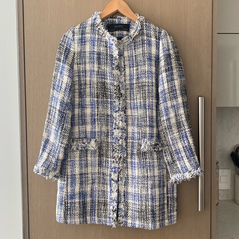 Zara tweed textured jacket coat